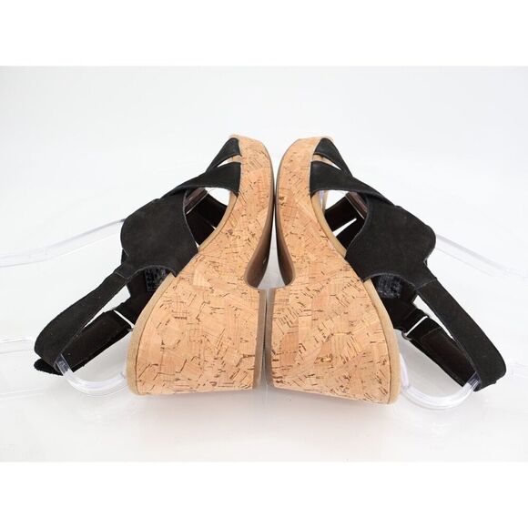 Clarks Rose Erin Strappy Cork Wedge Heel Platform Sandals Black Size 10M - Picture 7 of 10